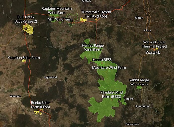 Queensland central wind and solar farms map